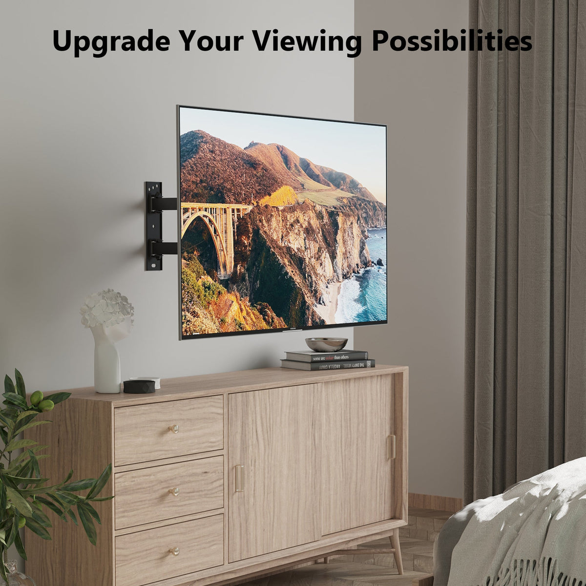 BONTEC Support Mural TV pour la plupart des téléviseurs/moniteurs LED/LCD/OLED plats de 13 à 43 pouces, Inclinable, Orientable, Extensible et Rétractable avec Bras Articulés jusqu'à 35 kg, VESA Max 200 x 200 mm