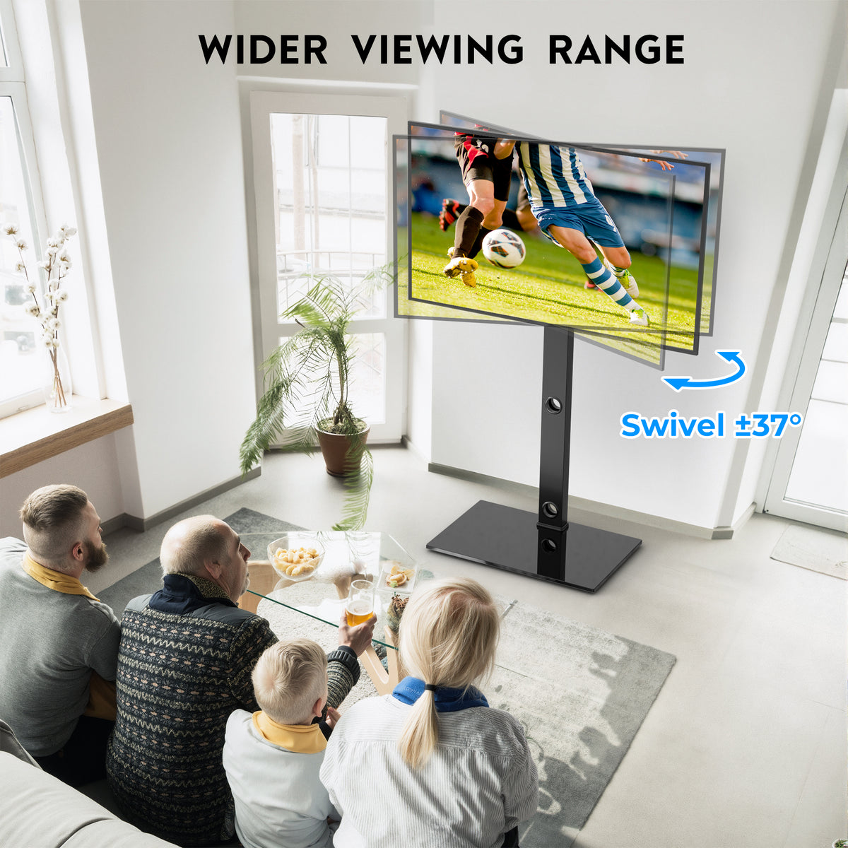 BONTEC TV Floor Stand for 30-70 Inch LED LCD OLED Flat Curved TVs, Height Adjustable Tall Swivel Standing TV Stand, Universal Freestanding Floor Standing TV Stand Base up to 40kg, Max VESA 600x400mm