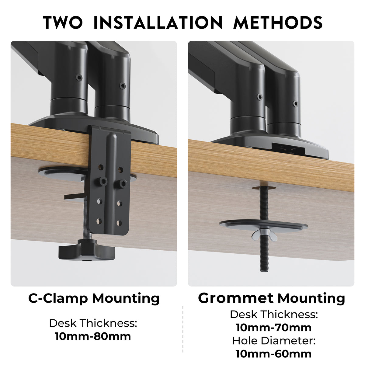 BONTEC Dual Monitor Stand for 24-34 Inch Screens, Adjustable Gas Spring Monitor Arm Desk Mount, Full Motion Adjustment, VESA 75x75 100x100, C Clamp, Ergonomic for Office or Gaming, Cable Management