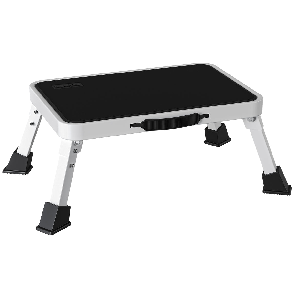 BONTEC Folding Step Stool, Metal Step Ladder up to 150kg, Non-Slip Platform for Adults & Children, Lightweight & Foldable, Portable Step for Kitchen, Bathroom, RV, Camping, Office, Living Room, White