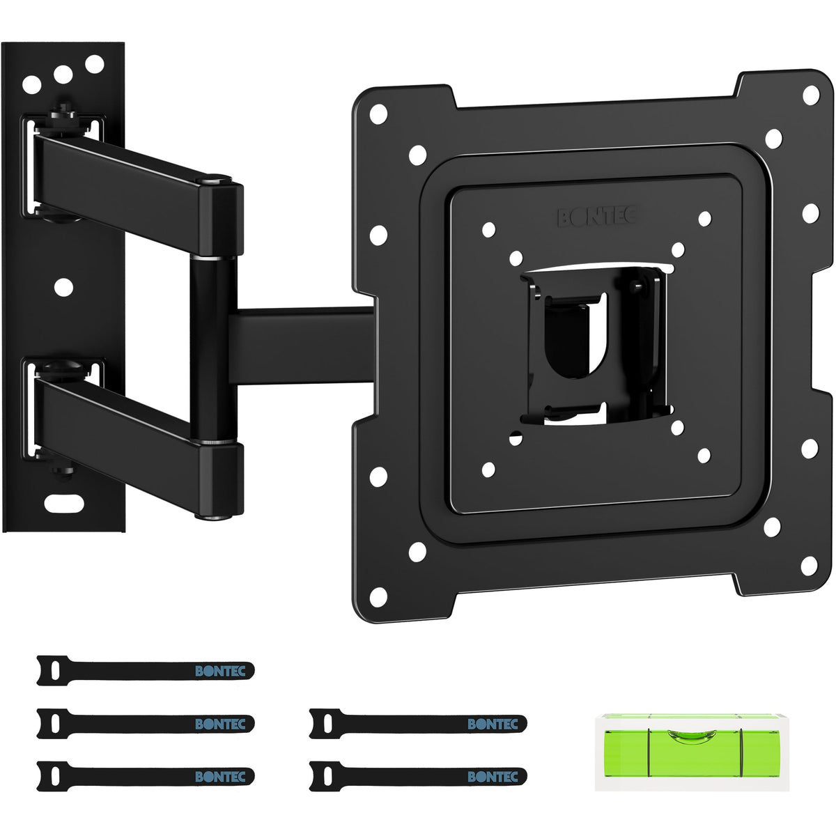 BONTEC Support Mural TV pour la plupart des téléviseurs/moniteurs LED/LCD/OLED plats de 13 à 43 pouces, Inclinable, Orientable, Extensible et Rétractable avec Bras Articulés jusqu'à 35 kg, VESA Max 200 x 200 mm