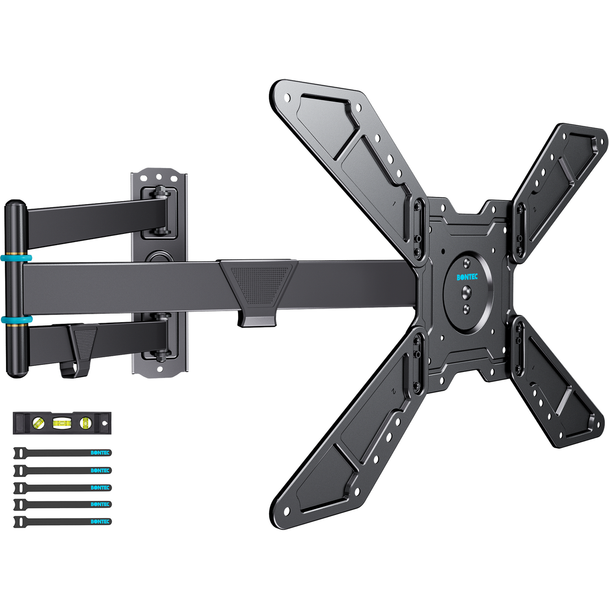 Support Mural Universel TV Plein Mouvement BONTEC pour Téléviseurs Intelligents de 32 à 75 Pouces, Support d'Angle avec Bras Extra Long de 838 mm, Rotation Paysage vers Portrait, Pivotant et Inclinable, Capacité de Charge de 50 kg, VESA Max 600x400 mm