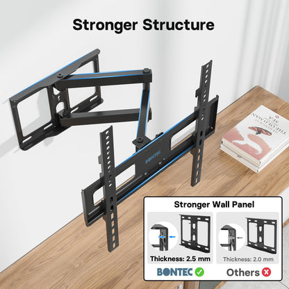 BONTEC TV Wall Bracket for 26-60 Inch, with Swivel, Tilt, and Extension from 80 to 500mm. Full Motion TV Wall Mount Capability of 40KG, Max. VESA 400x400, Perfect for Corner Mounting