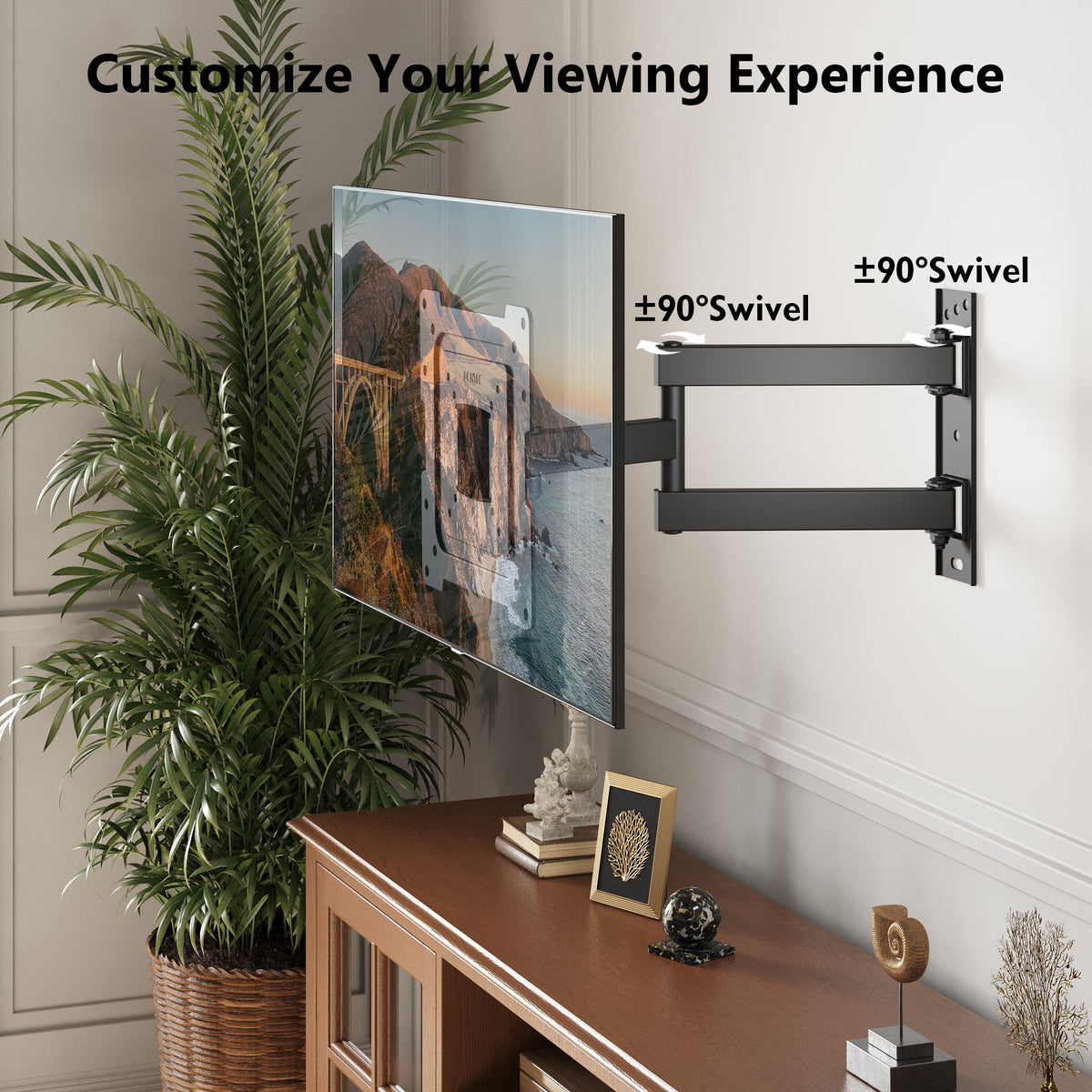 BONTEC Support Mural TV pour la plupart des téléviseurs/moniteurs LED/LCD/OLED plats de 13 à 43 pouces, Inclinable, Orientable, Extensible et Rétractable avec Bras Articulés jusqu'à 35 kg, VESA Max 200 x 200 mm