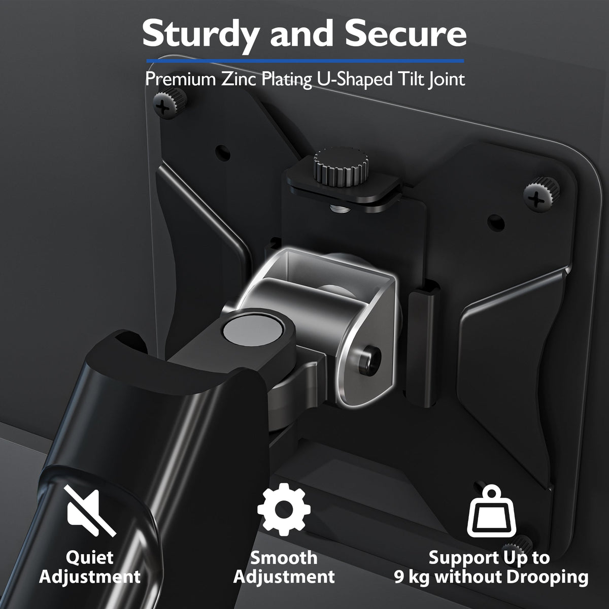 BONTEC Single Monitor Arm Desk Mount for 13-32 Inch Screens, Adjustable Gas Spring Arm Stand, VESA 75/100mm, 9kg Capacity, Tilt, Swivel, 360° Rotation, C-Clamp & Grommet Options, Ergonomic Design