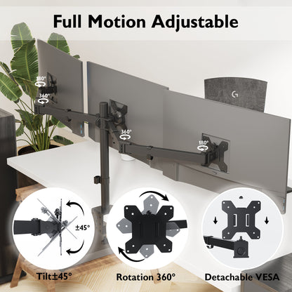 BONTEC Support Triple Écran pour 3 Moniteurs de 13 à 24 Pouces