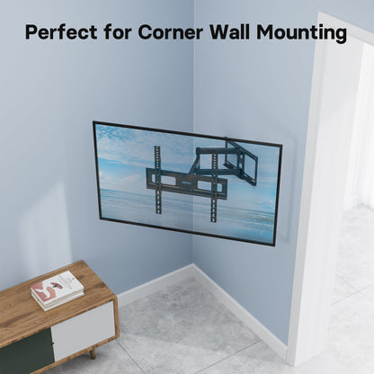 BONTEC TV Wall Bracket for 26-60 Inch, with Swivel, Tilt, and Extension from 80 to 500mm. Full Motion TV Wall Mount Capability of 40KG, Max. VESA 400x400, Perfect for Corner Mounting