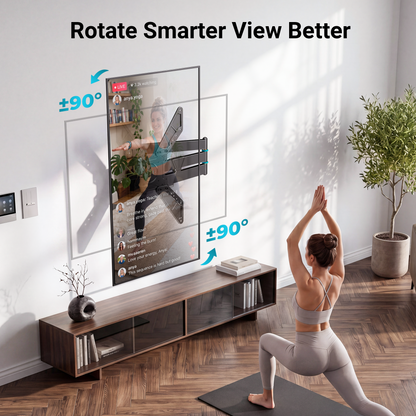 Support Mural Universel TV Plein Mouvement BONTEC pour Téléviseurs Intelligents de 32 à 75 Pouces, Support d'Angle avec Bras Extra Long de 838 mm, Rotation Paysage vers Portrait, Pivotant et Inclinable, Capacité de Charge de 50 kg, VESA Max 600x400 mm
