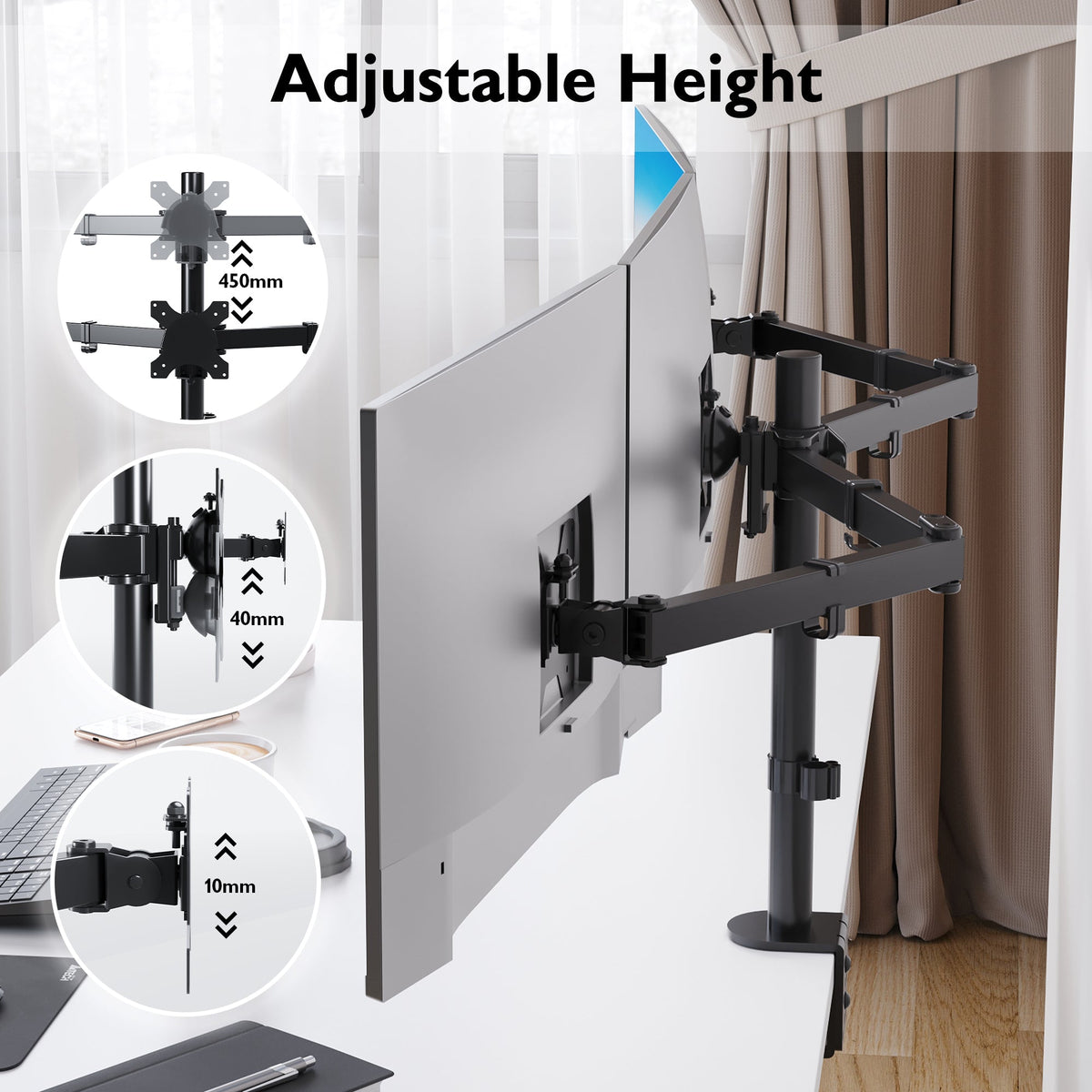 BONTEC Support Triple Écran pour 3 Moniteurs de 13 à 24 Pouces