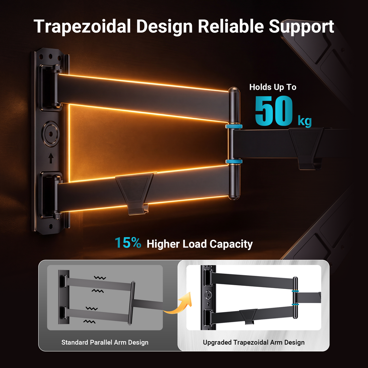 Support Mural Universel TV Plein Mouvement BONTEC pour Téléviseurs Intelligents de 32 à 75 Pouces, Support d'Angle avec Bras Extra Long de 838 mm, Rotation Paysage vers Portrait, Pivotant et Inclinable, Capacité de Charge de 50 kg, VESA Max 600x400 mm