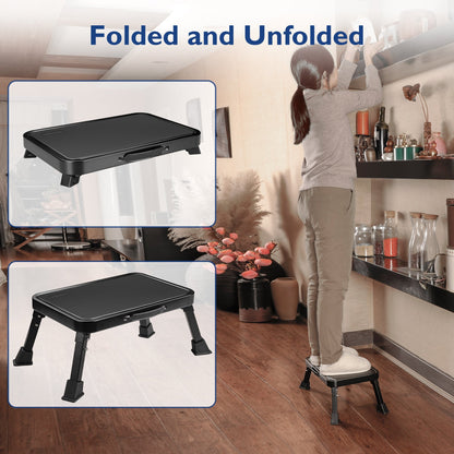 BONTEC Folding Step Stool, Sturdy Metal Step Stool up to 150kg, Step Ladder with Non-Slip Platform for Adults & Children, Ideal for Kitchen, Bathroom, RV, Camping, Office, Living room