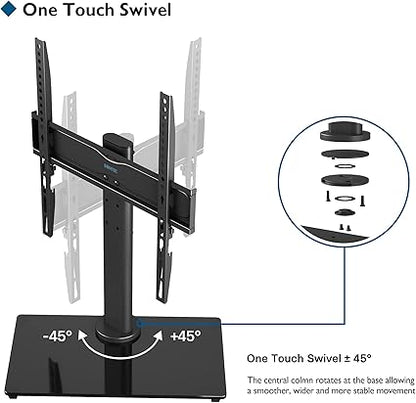 Support TV de table pivotant universel BONTEC pour écrans plats et incurvés LED, OLED, LCD, Plasma de 26 à 55 pouces, réglable en hauteur, base en verre, VESA max. 400x400 mm, supporte jusqu'à 40 kg
