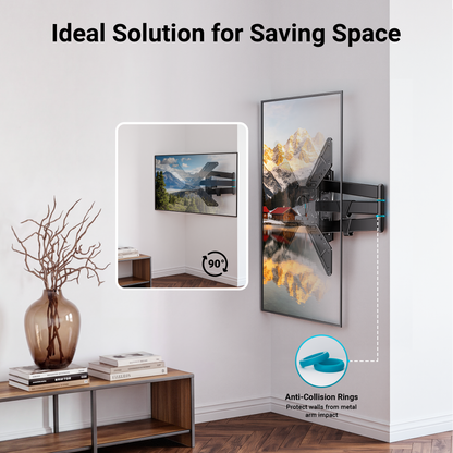 Support Mural Universel TV Plein Mouvement BONTEC pour Téléviseurs Intelligents de 32 à 75 Pouces, Support d'Angle avec Bras Extra Long de 838 mm, Rotation Paysage vers Portrait, Pivotant et Inclinable, Capacité de Charge de 50 kg, VESA Max 600x400 mm