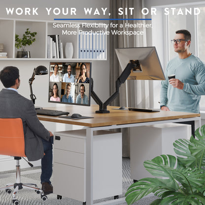 BONTEC Dual Monitor Stand, Adjustable Gas Spring Arms Monitor Desk Mount for 13-32 Inch Screens, VESA 75 & 100mm, 9KG Max Load, C Clamp, Grommet Base, Tilt, Swivel, 360° Rotation, Ergonomic Design