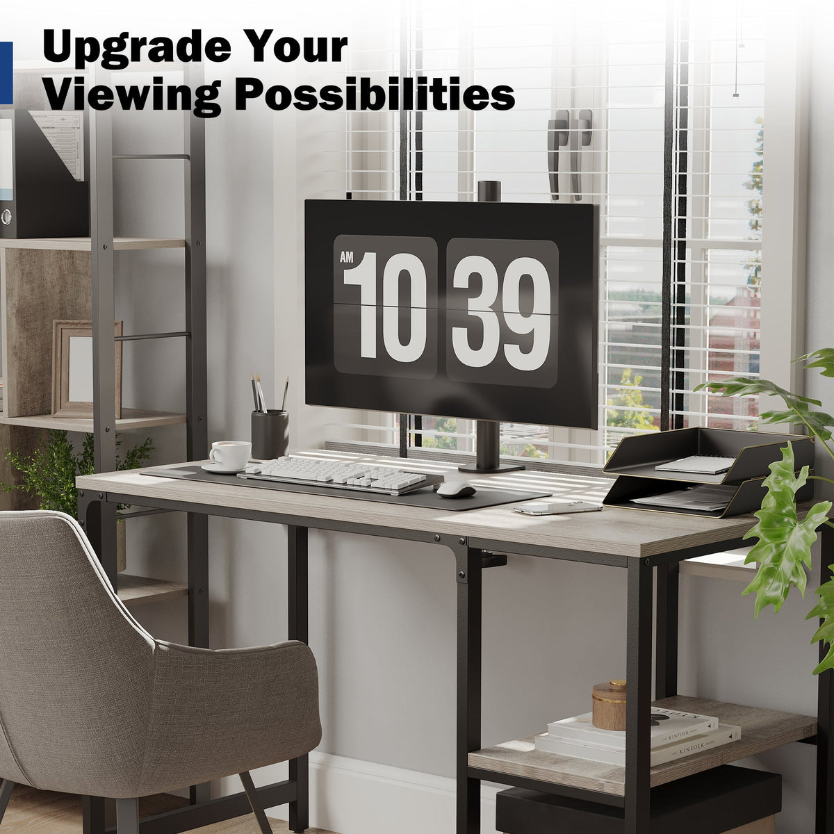 BONTEC Single Monitor Desk Mount for 13-34 Inch Screens, Supports up to 10kg, with Full Motion Adjustability, Dual Installation Options and Integrated Cable Management