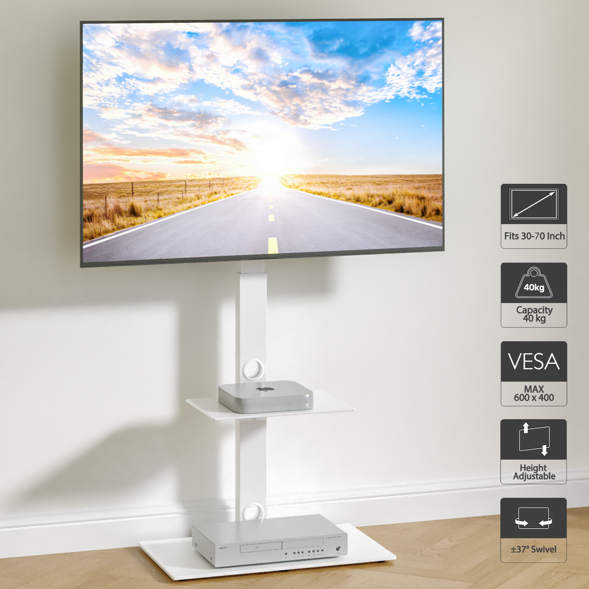 BONTEC Universal Floor TV Stand for 30-70 inch LED OLED LCD Plasma Flat Curved Screens
