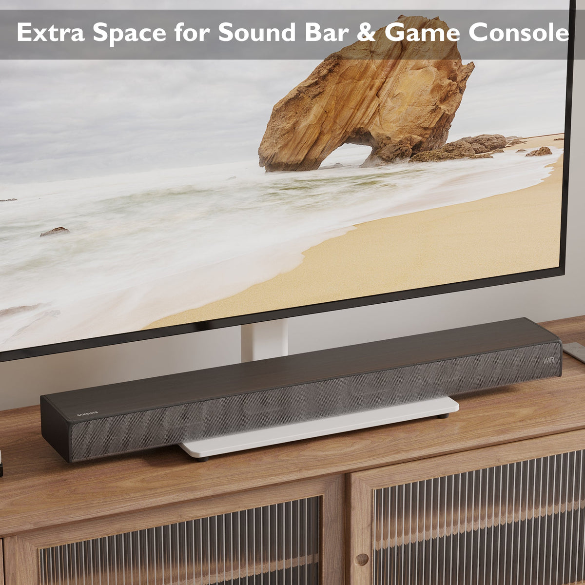 BONTEC Universal Table Top Pedestal TV Stand with Bracket for 26”-55” LCD/LED/Plasma TVs