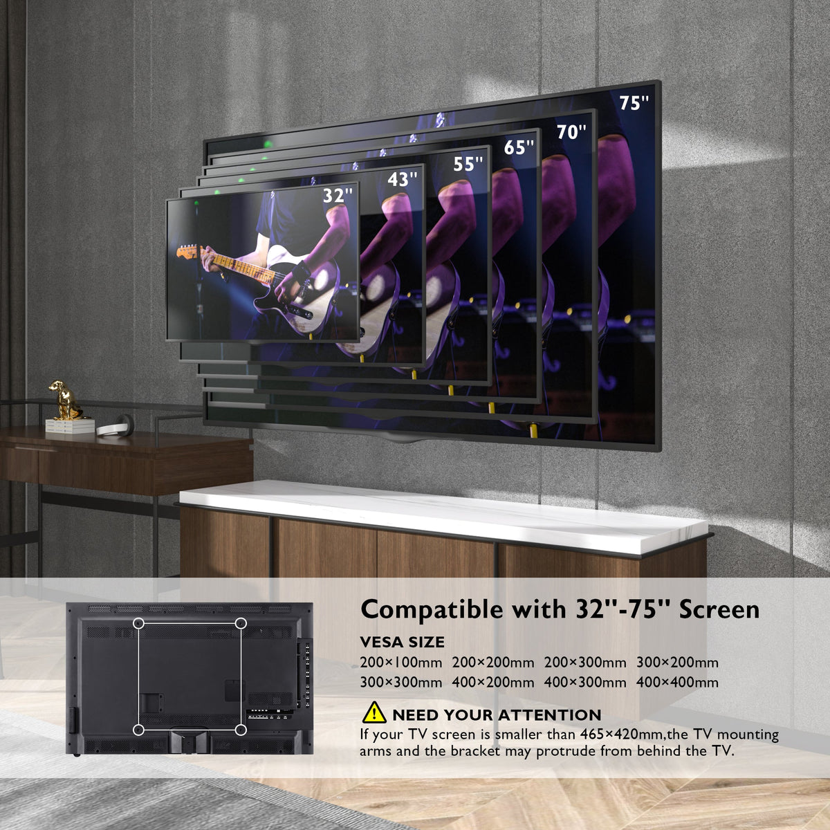 BONTEC TV Wall Bracket, Universal TV Wall Mount for 32-70 Inch, Extra Long Articulated Arm 850mm, Tilt Swivel Rotate Full Motion, VESA Wall Mount Max 400x400mm, 60kg Load