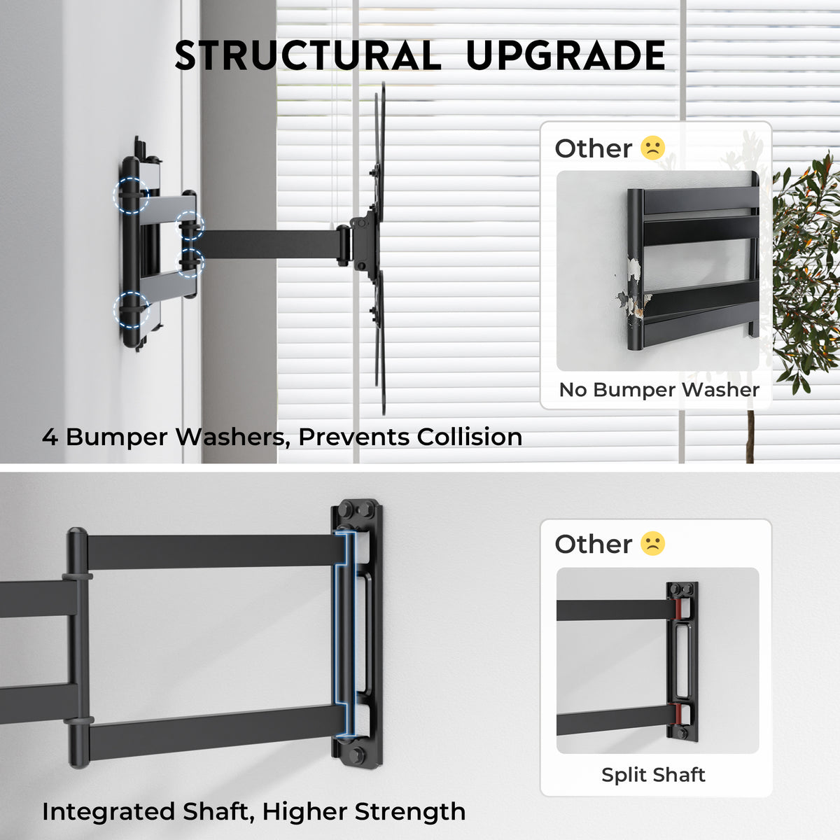 BONTEC TV Wall Bracket for 26-65 Inch LED LCD OLED Flat Curved, Full Motion Tilt and Swivel TV Wall Mount with 950mm Extension, Universal VESA 400x400mm, Corner TV Bracket 35kg for Living Room Bedroom