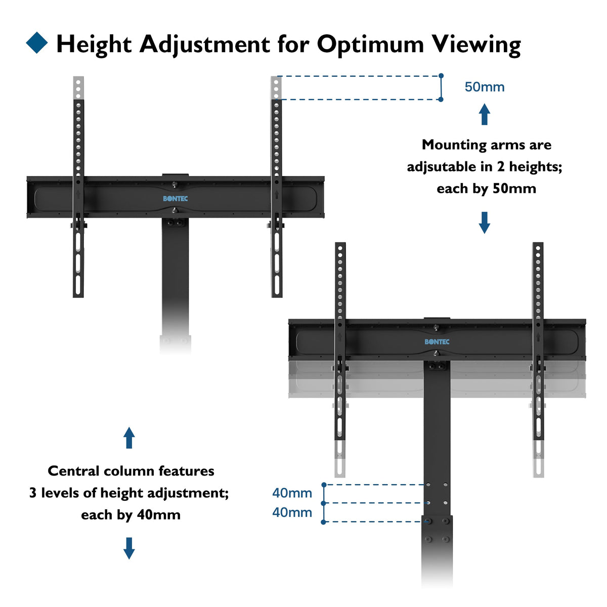 BONTEC Universal Floor TV Stand for 30-70 inch LED OLED LCD Plasma Flat Curved Screens