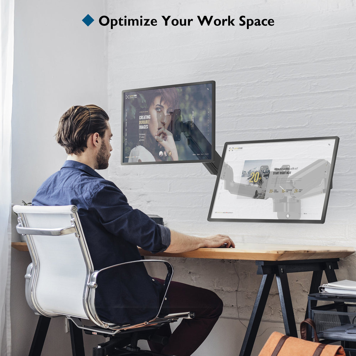 BONTEC Support Mural pour Moniteur, Ressort à Gaz, pour Écrans 13-32", Bras de Moniteur Réglable en Hauteur, Inclinaison, Pivotement et Rotation, VESA 75x75, 100x100mm, Jusqu'à 9KG, Robuste, Design Ergonomique