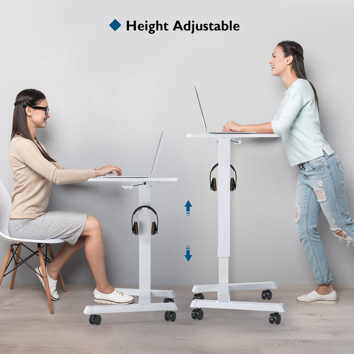 BONTEC Bureau mobile debout 65 × 45 cm avec 4 roulettes pivotantes