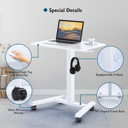 BONTEC Bureau mobile debout 65 × 45 cm avec 4 roulettes pivotantes