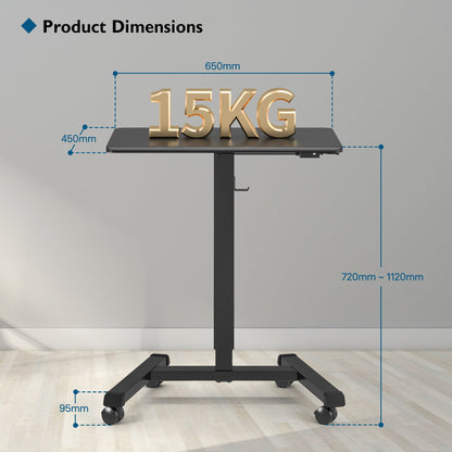 BONTEC Bureau mobile debout 65 × 45 cm avec 4 roulettes pivotantes