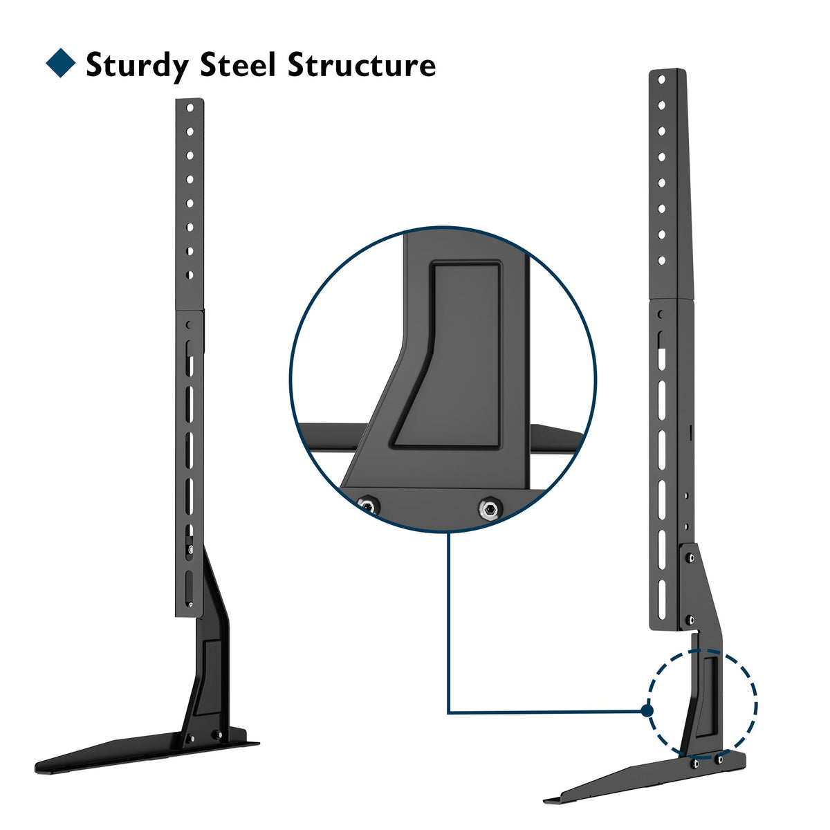 BONTEC Universal Table Top TV Stand Pedestal for 22-65 inch LCD/LED/OLED/Plasma TVs, Replacement TV Stand Legs for Screen Monitor Riser, Securely Holds 50KG & Max.VESA 800x400mm