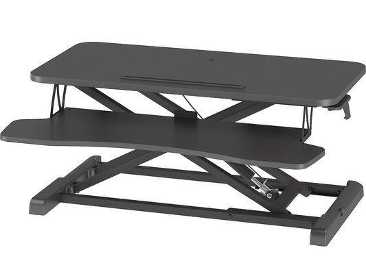 BONTEC Standing Desk Converter, 32in/80cm Height-Adjustable Dual Tier Workstation, Ergonomic Sit-Stand Desk Converter for PC Laptop Keyboard, Monitor Stand Compatible, Up to 15kg, Home Office
