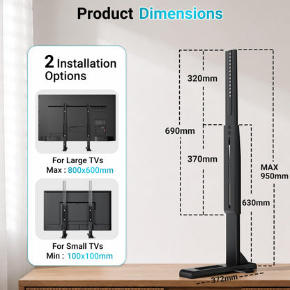 BONTEC Universal TV Stand for 24-86 inch TVs, 70 kg Load, VESA 100x100-800x600 mm, 7 Height Levels, Anti-Tip Safety Strap, Hidden Support Feet, Table Top TV Stand with TV Legs for Living Room
